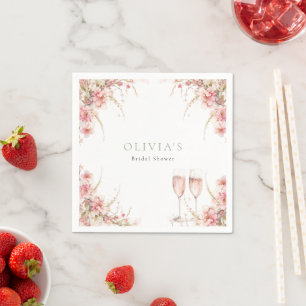 Petal and Prosecco Bridal Shower Napkin