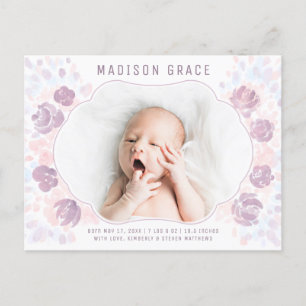 Petal Baby Girl Birth Announcement Photo Postcard