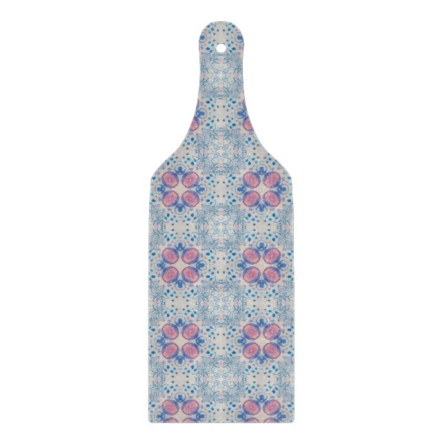 Petal Confetti Tile – Pink and Blue Floral Cutting Board (Front)