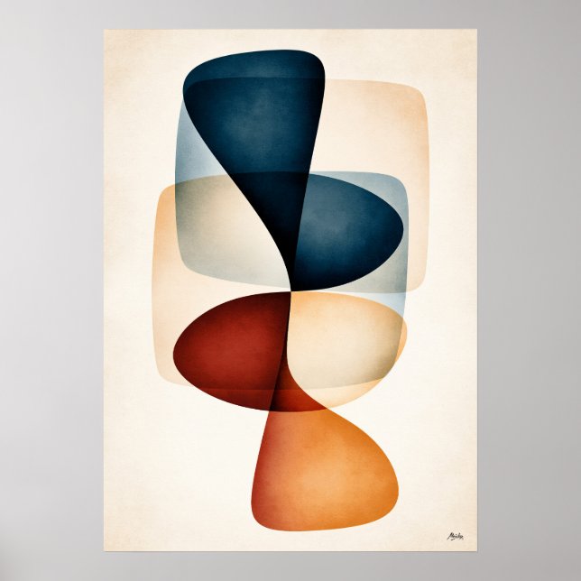Petal Drift Japandi Biomorphic Botanical Abstract  Poster (Front)