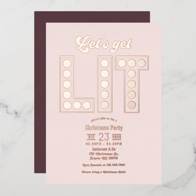 Petal Glow Let's Get Lit Retro Christmas Party (Front/Back)