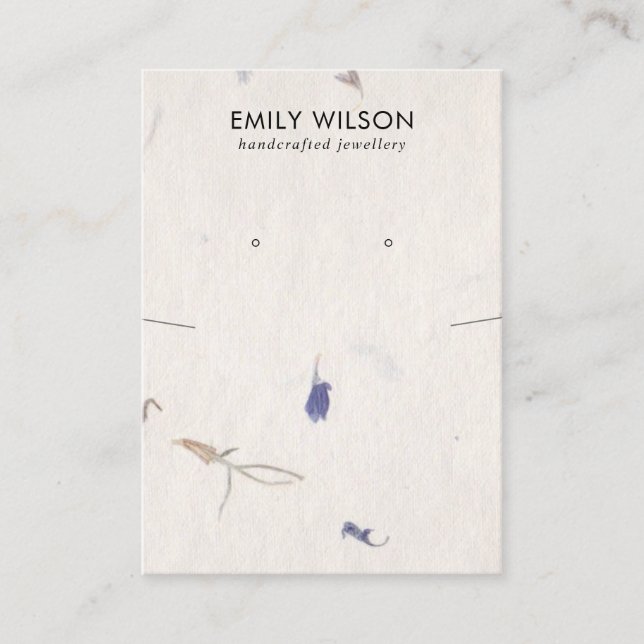 PETAL HANDMADE PAPER NECKLACE EARRING DISPLAY BUSINESS CARD (Front)