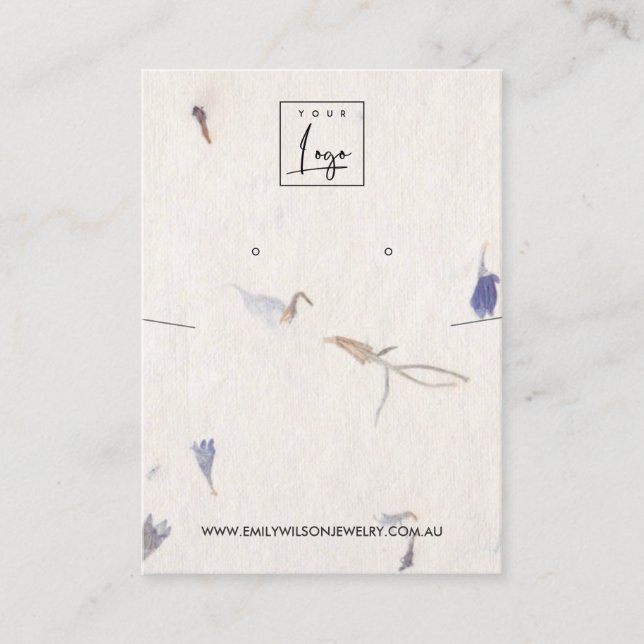 PETAL HANDMADE PAPER NECKLACE EARRING DISPLAY BUSINESS CARD (Front)