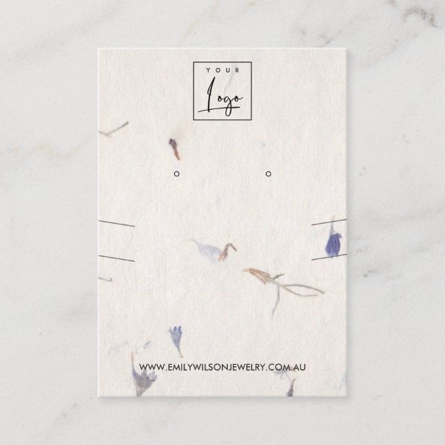 PETAL HANDMADE PAPER NECKLACE EARRING DISPLAY BUSINESS CARD (Front)