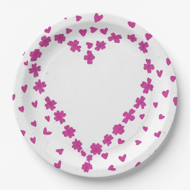 Petal Heart Paper Plate (Front)