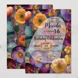 Petal Mosaic Colorful Flower Design Invitation