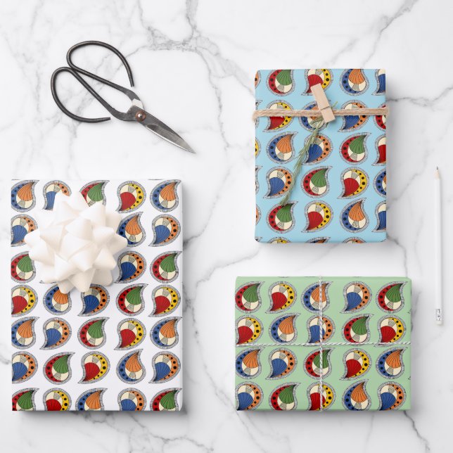 Petal Paisley Rhythm Wrapping Paper Sheet (Front)