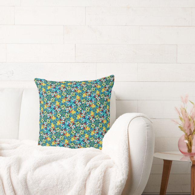 Petal Party Pattern Throw Pillow (Couch)
