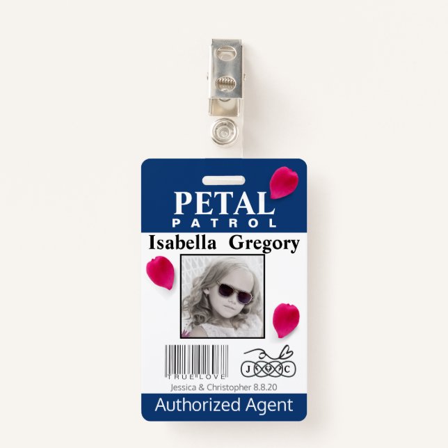 Petal Patrol Flower Girl Badge ID Badge (Front with Clip)