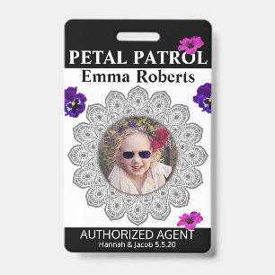 Petal Patrol Flower Girl Badge ID Badge