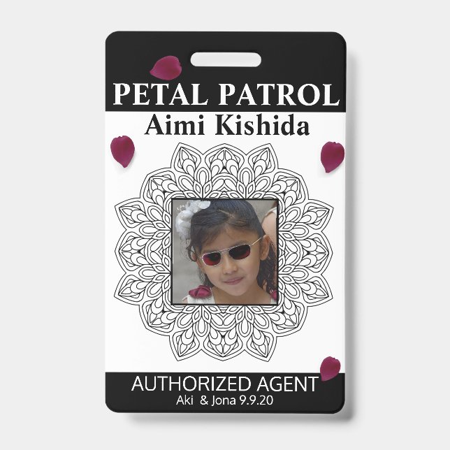 Petal Patrol Flower Girl Badge ID Badge (Front)