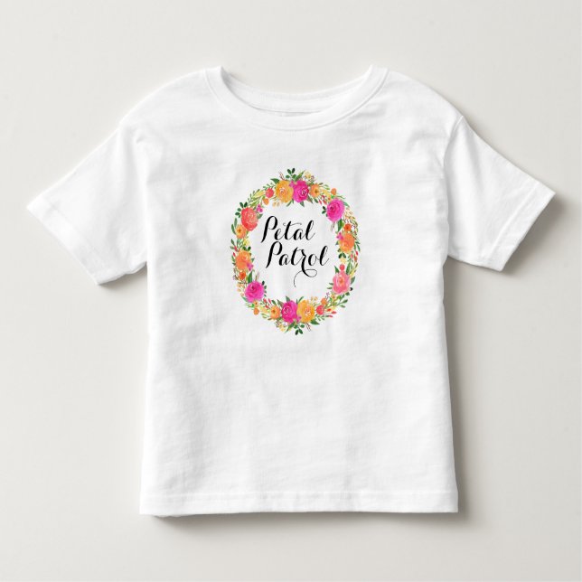Petal Patrol Toddler Ruffle Tee Flower Girl Shirt (Front)