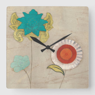 Petal Patterns I Square Wall Clock