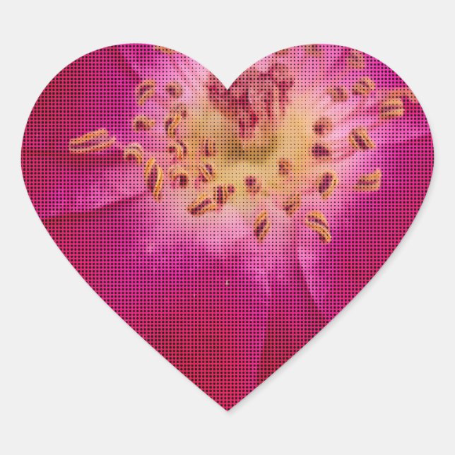 Petal Perfection: Chequered Rose Petal Pattern Art Heart Sticker (Front)
