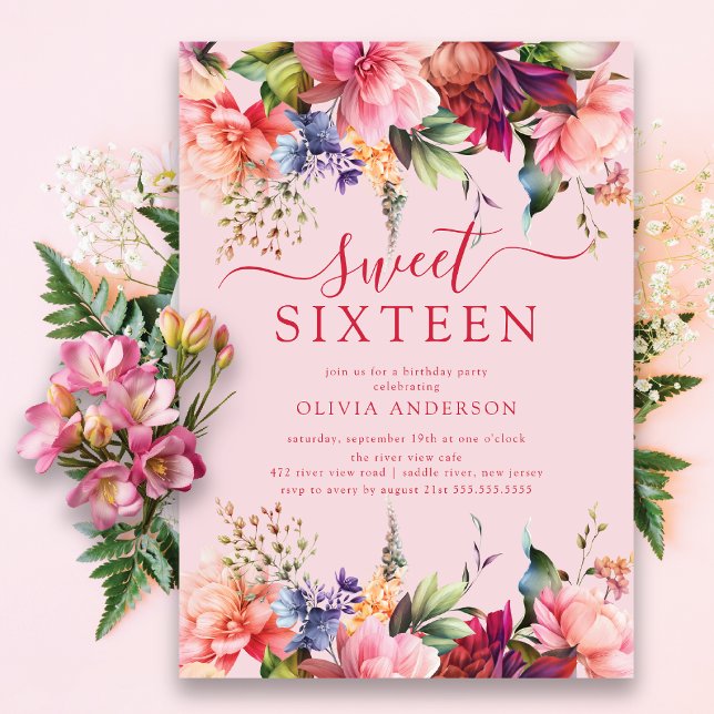 Petal Perfection Sweet Sixteen Invitation (Creator Uploaded)