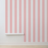 Petal Pink and White Bold Vertical Stripes