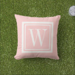 Petal Pink and White Classic Square Monogram Cushion<br><div class="desc">Design your own custom throw pillow in any colour combination to perfectly coordinate with your home decor in any space! Use the design tools to change the background colour and the square border colour, or add your own text to include a name, monogram initials or other special text. Every pillow...</div>