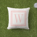 Petal Pink and White Classic Square Monogram Cushion<br><div class="desc">Design your own custom throw pillow in any colour combination to perfectly coordinate with your home decor in any space! Use the design tools to change the background colour and the square border colour, or add your own text to include a name, monogram initials or other special text. Every pillow...</div>