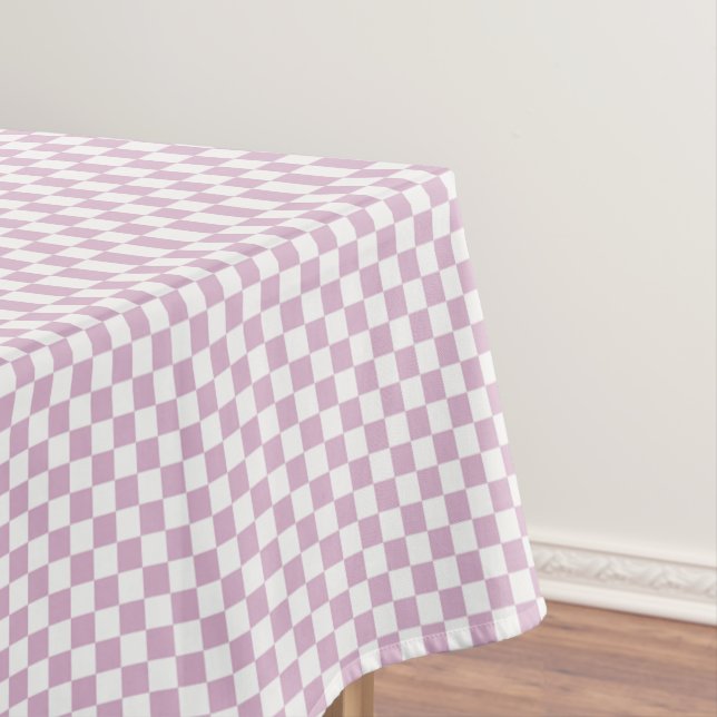 Petal Pink And White Gingham Chequered Tablecloth (In Situ)