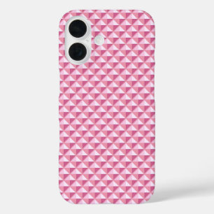 Petal pink, enamel look, studded grid iPhone 16 case
