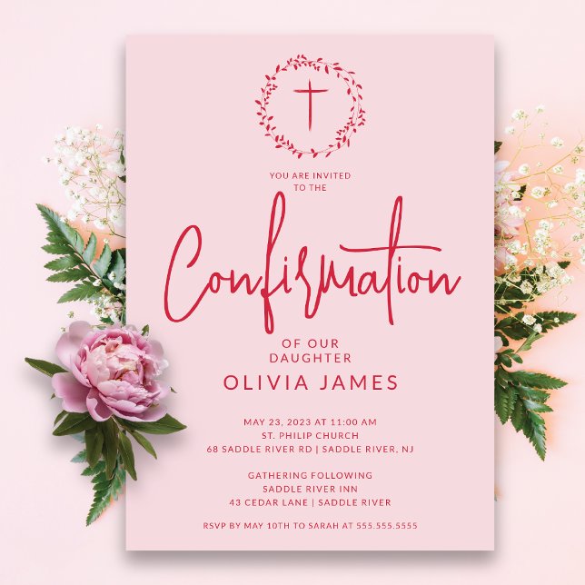 Petal Pink Girls Confirmation Invitation (Creator Uploaded)