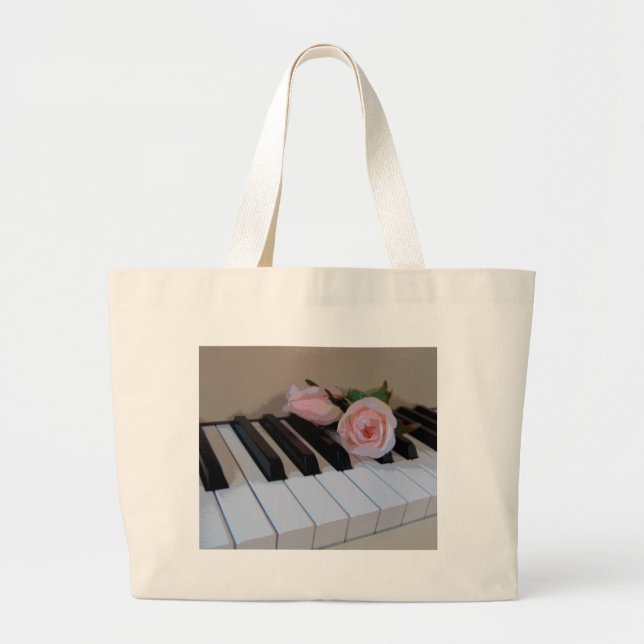 Petal Pink Keys Large Tote Bag (Front)