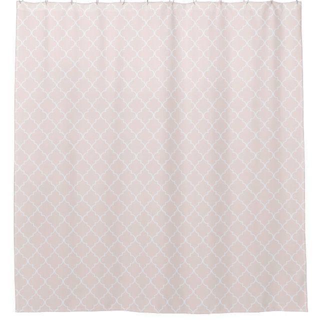 Petal Pink Moroccan Quatrefoil Pattern Shower Curtain (Front)