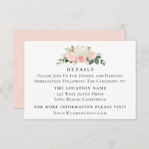 Petal Pink Watercolor Floral Wedding Details Invitation