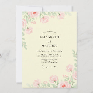 Petal Pink Yellow Wildflower Wedding Invitation