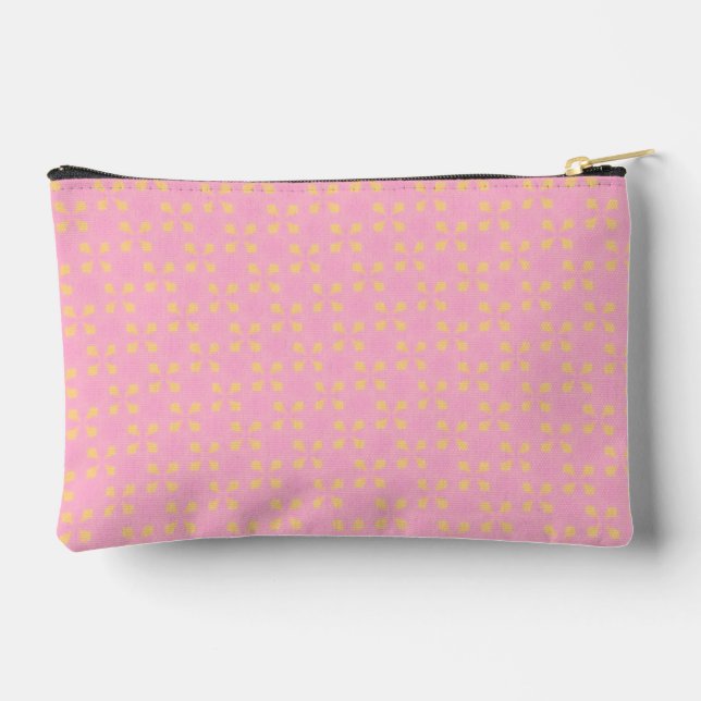 Petal Pop – Pink & Gold Seamless Geometric Pattern Accessory Pouch (Back)