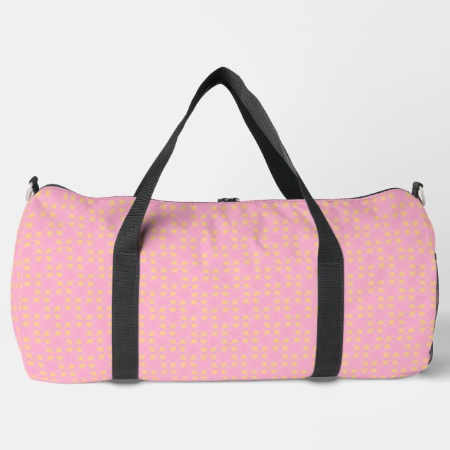 Petal Pop – Pink & Gold Seamless Geometric Pattern Duffle Bag (Front)