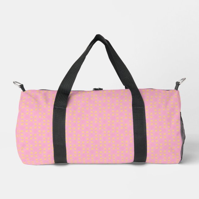 Petal Pop – Pink & Gold Seamless Geometric Pattern Duffle Bag (Front)
