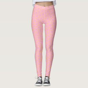 Petal Pop – Pink & Gold Seamless Geometric Pattern Leggings