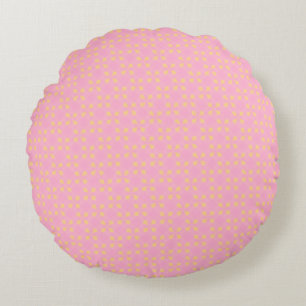Petal Pop – Pink & Gold Seamless Geometric Pattern Round Cushion