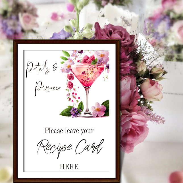 Petal Prosecco Floral Bridal Shower Recipe Request Poster (Creator Uploaded)