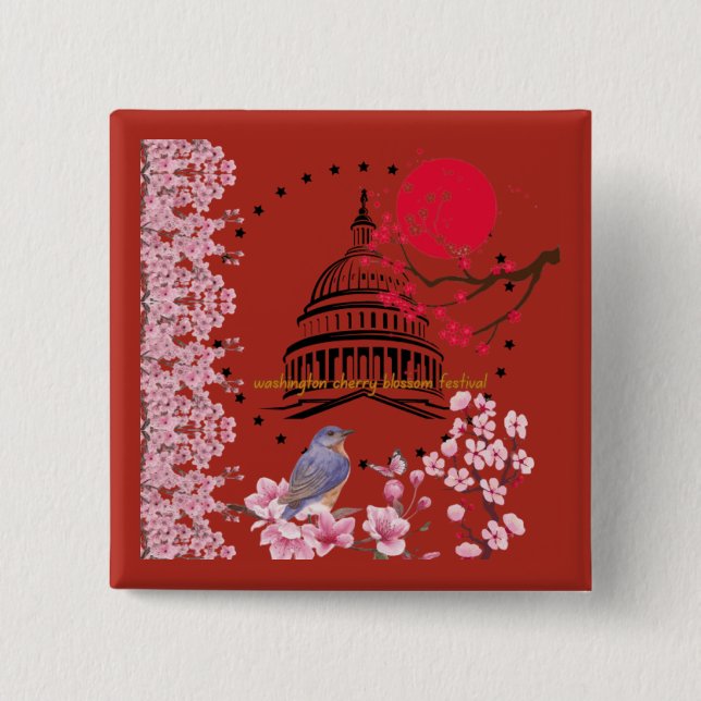 Petal rain celebration brick red 15 cm square badge (Front)