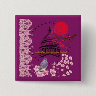 Petal rain celebration magenta 15 cm square badge