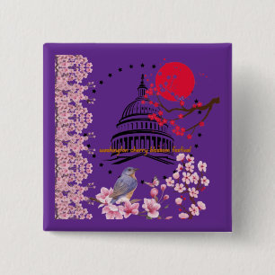 Petal rain celebration royal purple 15 cm square badge