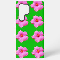 "Petal Serenity: Pink Hibiscus on a Green Canvas