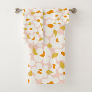 Petal Whimsy Peach & Marigold Bath Towel Set