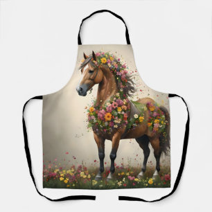 Petals And Hooves:  Brown Horse Fantasy Garden,  Apron