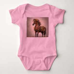 Petals And Hooves: Brown Horse Fantasy Garden, Baby Bodysuit