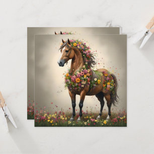 Petals And Hooves: Brown Horse Fantasy Garden, Invitation