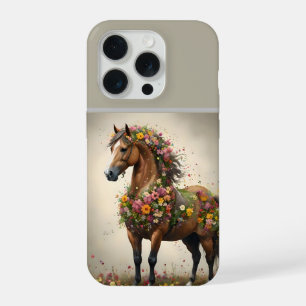 Petals And Hooves: Brown Horse Fantasy Garden, iPhone 15 Pro Case
