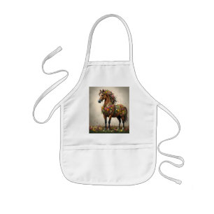 Petals And Hooves:  Brown Horse Fantasy Garden,  Kids Apron