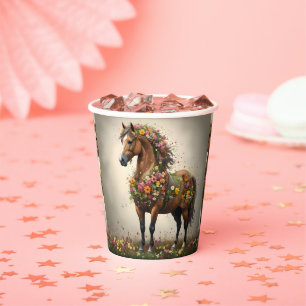 Petals And Hooves: Brown Horse Fantasy Garden, Paper Cups