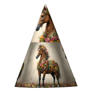 Petals And Hooves: Brown Horse Fantasy Garden, Party Hat