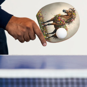 Petals And Hooves: Brown Horse Fantasy Garden, Ping Pong Paddle