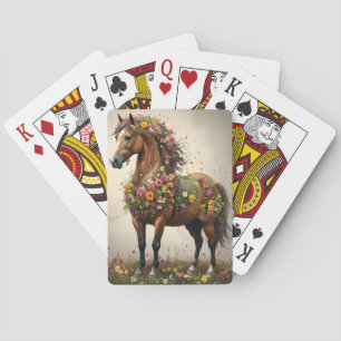 Petals And Hooves:  Brown Horse Fantasy Garden,  Playing Cards