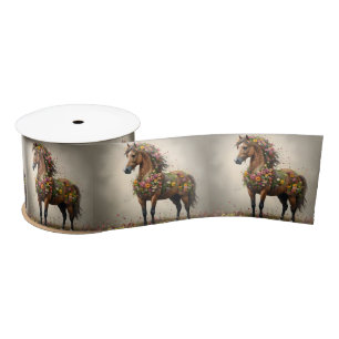 Petals And Hooves: Brown Horse Fantasy Garden, Satin Ribbon
